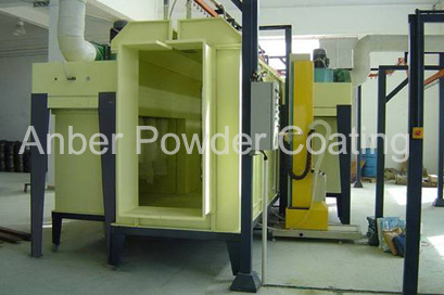 End view of powder application booth